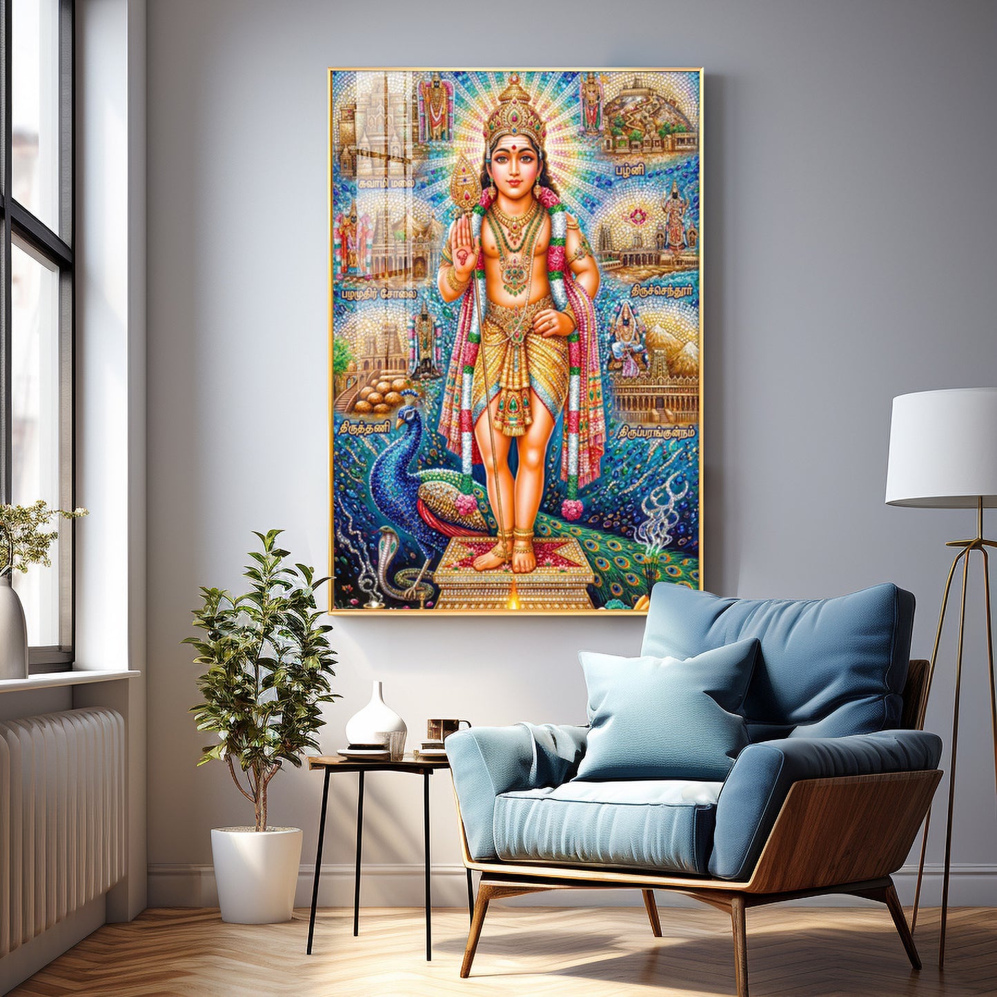Hindu Lord Kartikeya Premium Acrylic Vertical Wall Art