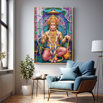 Divine Bajrangbali Premium Acrylic Vertical Wall Art