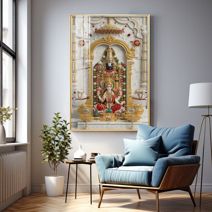 Goddess Lakshmi With Lord Venkateswara Premium Acrylic Vertical Wall Art