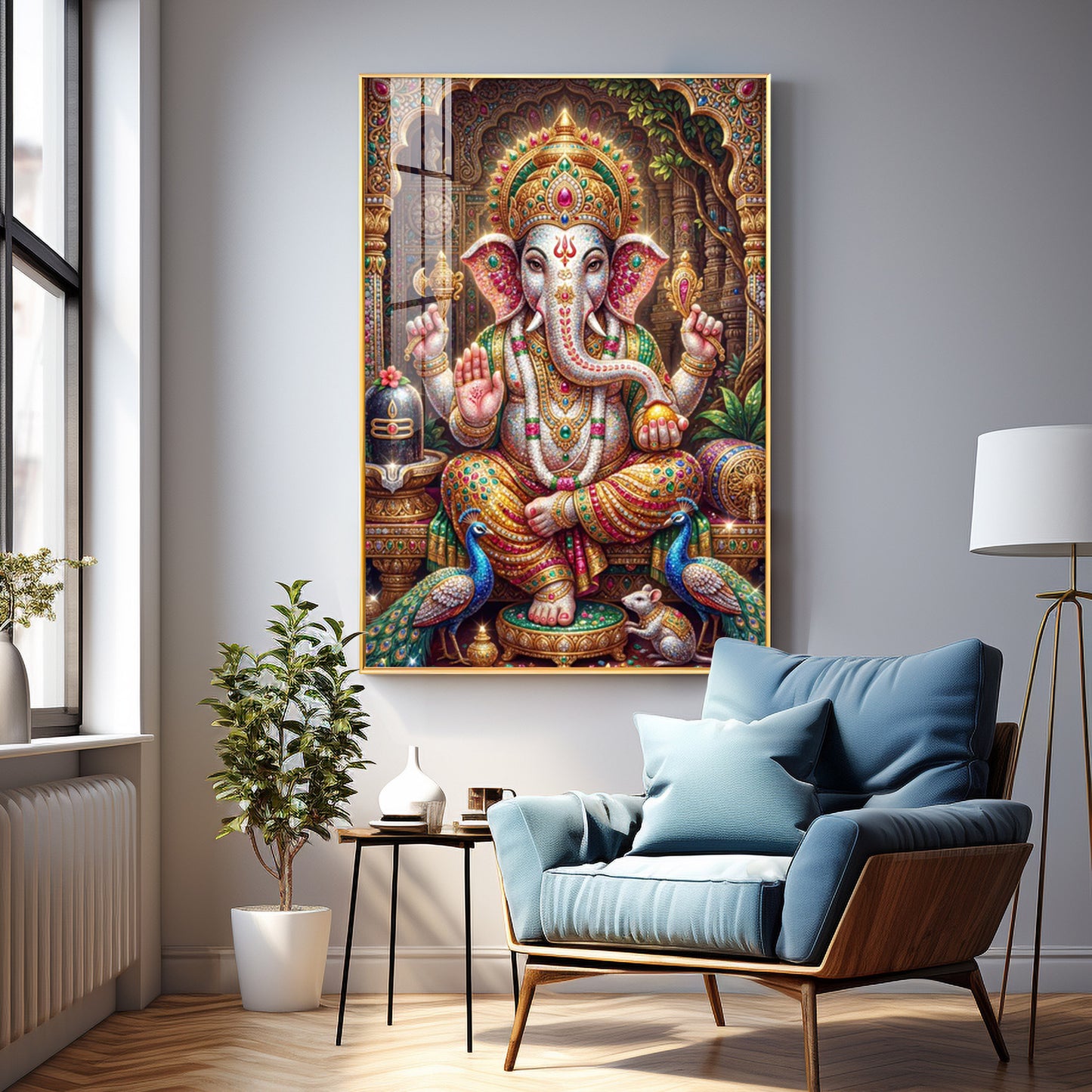 Hindu God Ganpati Ji Premium Acrylic Vertical Wall Art