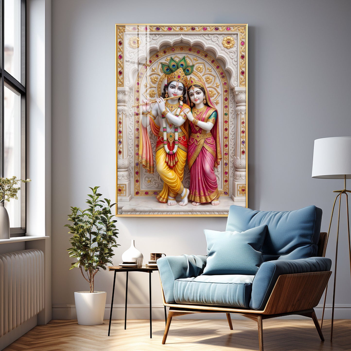 Blessings Of Radha Krishna Premium Acrylic Vertical Wall Art