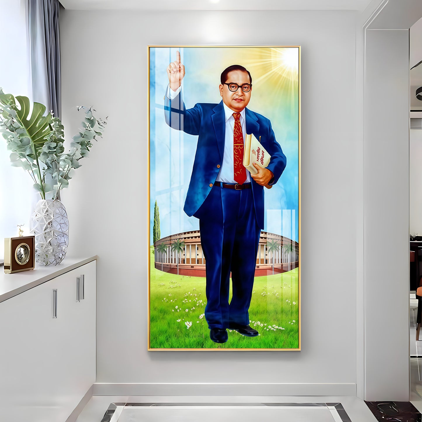 Dr. Bhimrao Ambedkar Holding Constitution Premium Acrylic Vertical Wall Art