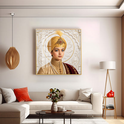 Guru Harkrishan Sahib Ji In Golden Turban Premium Acrylic Square Wall Art