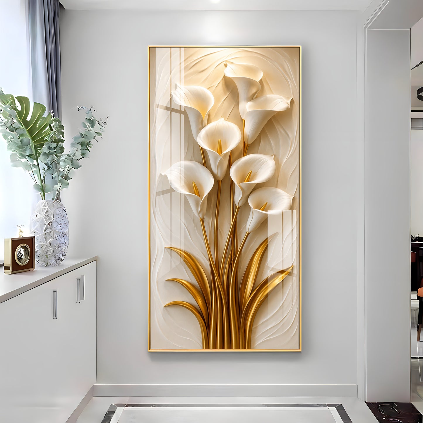 White Calla Lilies Flowers Premium Acrylic Vertical Wall Art