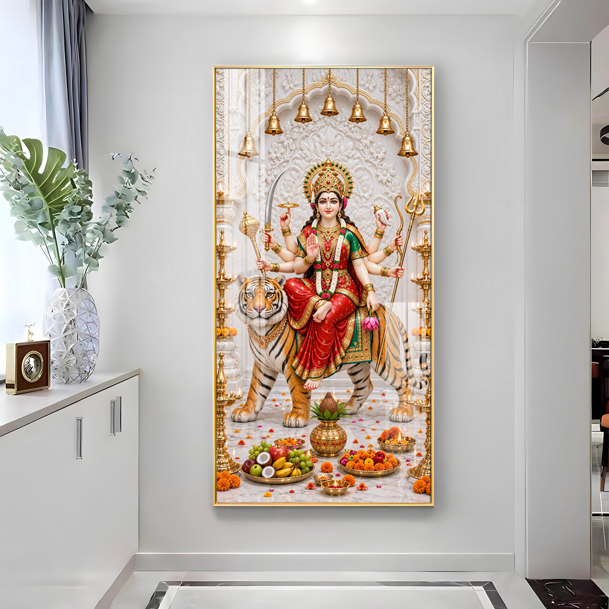 Holy Durga Mata Premium Acrylic Vertical Wall Art