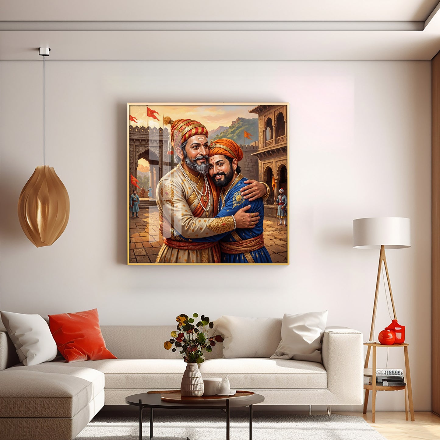 Shivaji Maharaj With Sambhaji Maharaj Premium Acrylic Square Wall Art