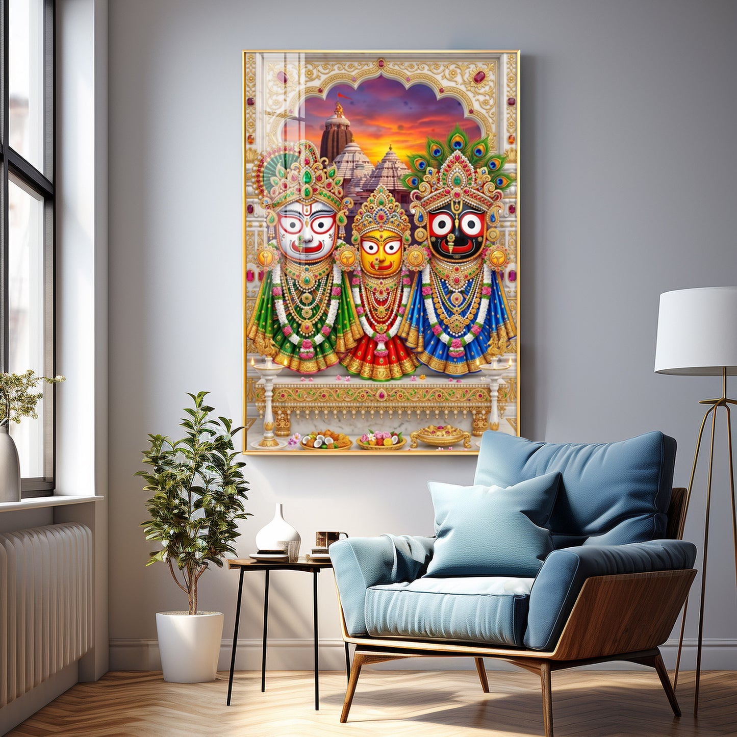 Lord Jagannath, Devi Subhadra & Lord Balabhadra Premium Acrylic Vertical Wall Art