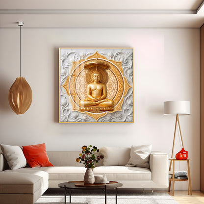 Lord Mahavir In A Meditative Pose Premium Acrylic Square Wall Art