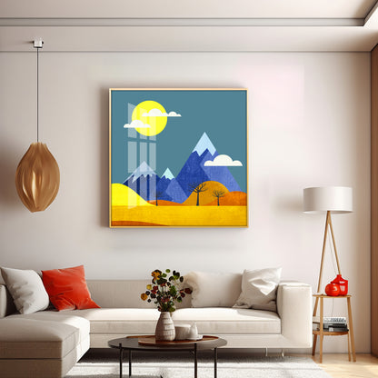 Colorful Flat Illustration Premium Acrylic Square Wall Art