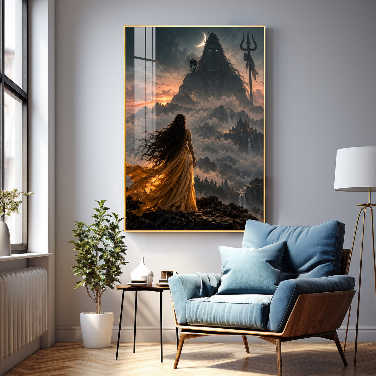 Parvati Looking At Shiva Premium Acrylic Vertical Wall Art