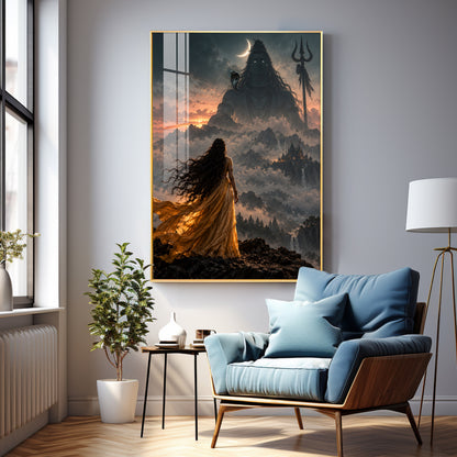 Parvati Looking At Shiva Premium Acrylic Vertical Wall Art