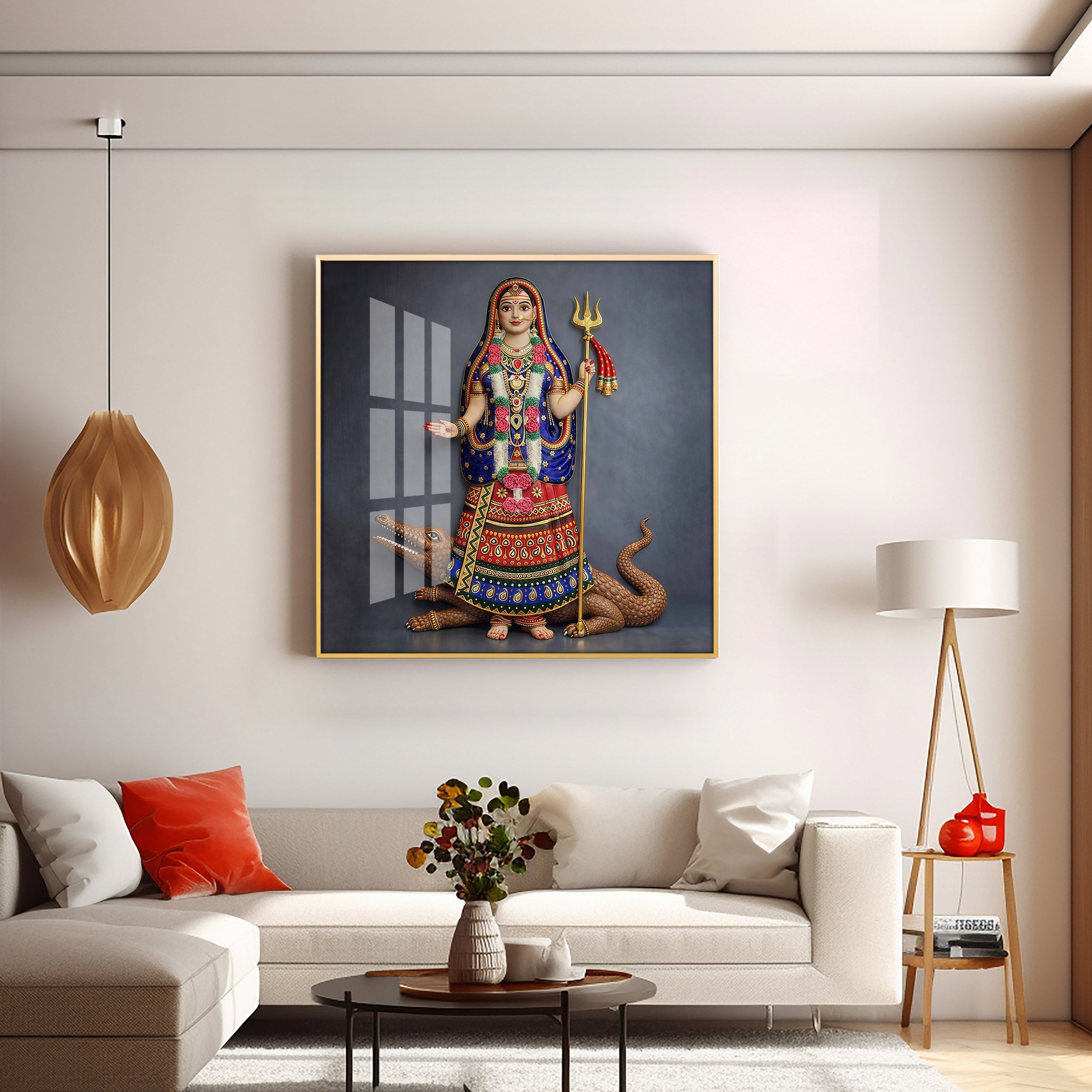 Goddess Khodiyar Maa Premium Acrylic Square Wall Art
