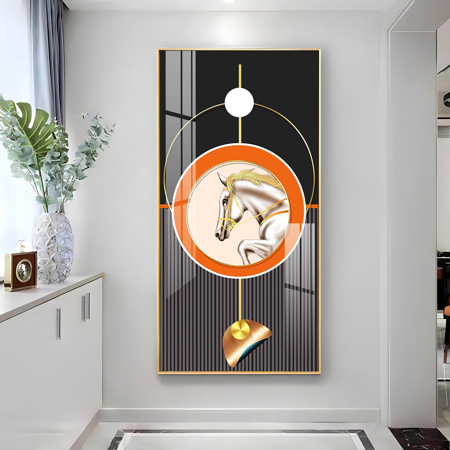 Horse Golden Ember Premium Acrylic Vertical Wall Art