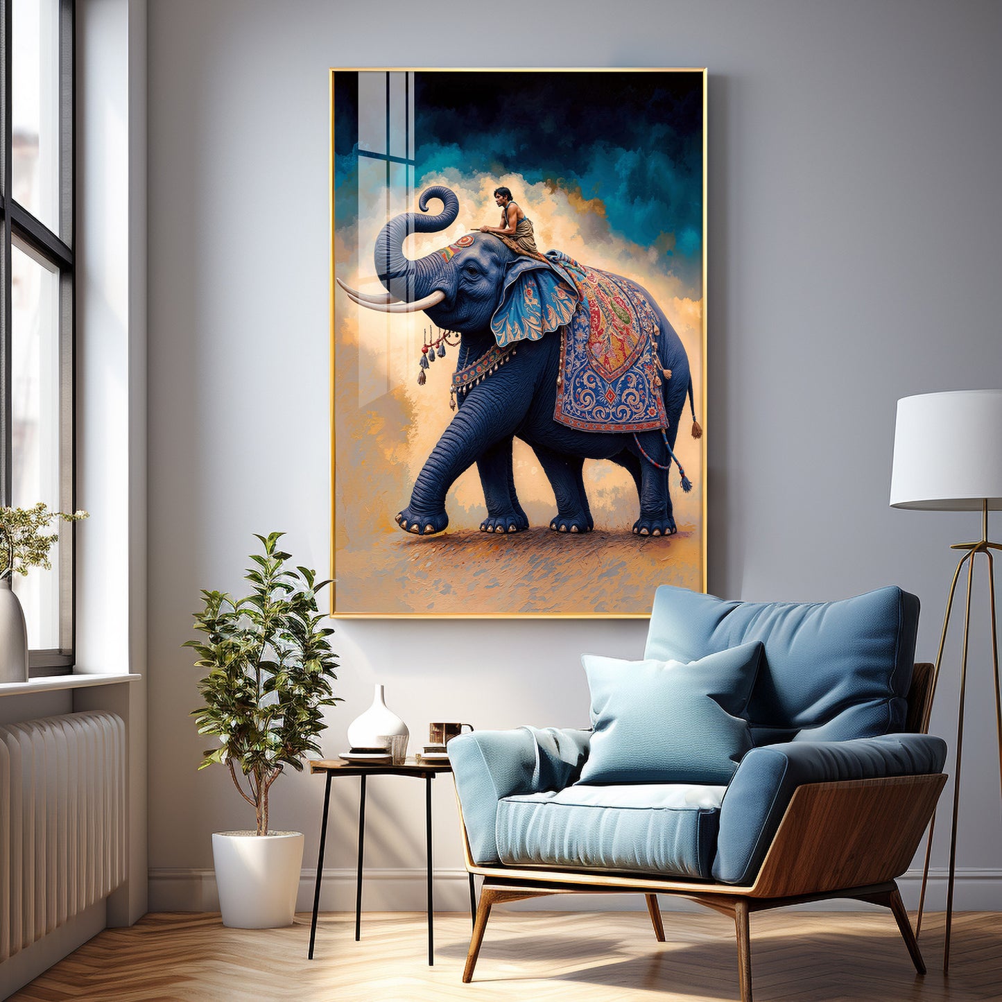 Decorated Asian Elephant Premium Acrylic Vertical Wall Art