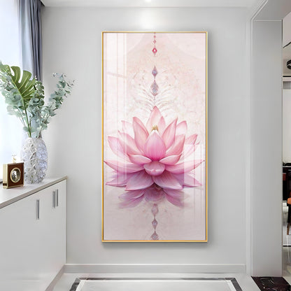 Pink Lotus Flower Premium Acrylic Vertical Wall Art