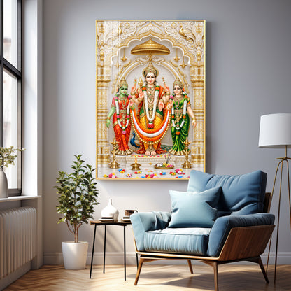 Divine Murugan Valli Deivanai Subramanya Swamy Premium Acrylic Vertical Wall Art