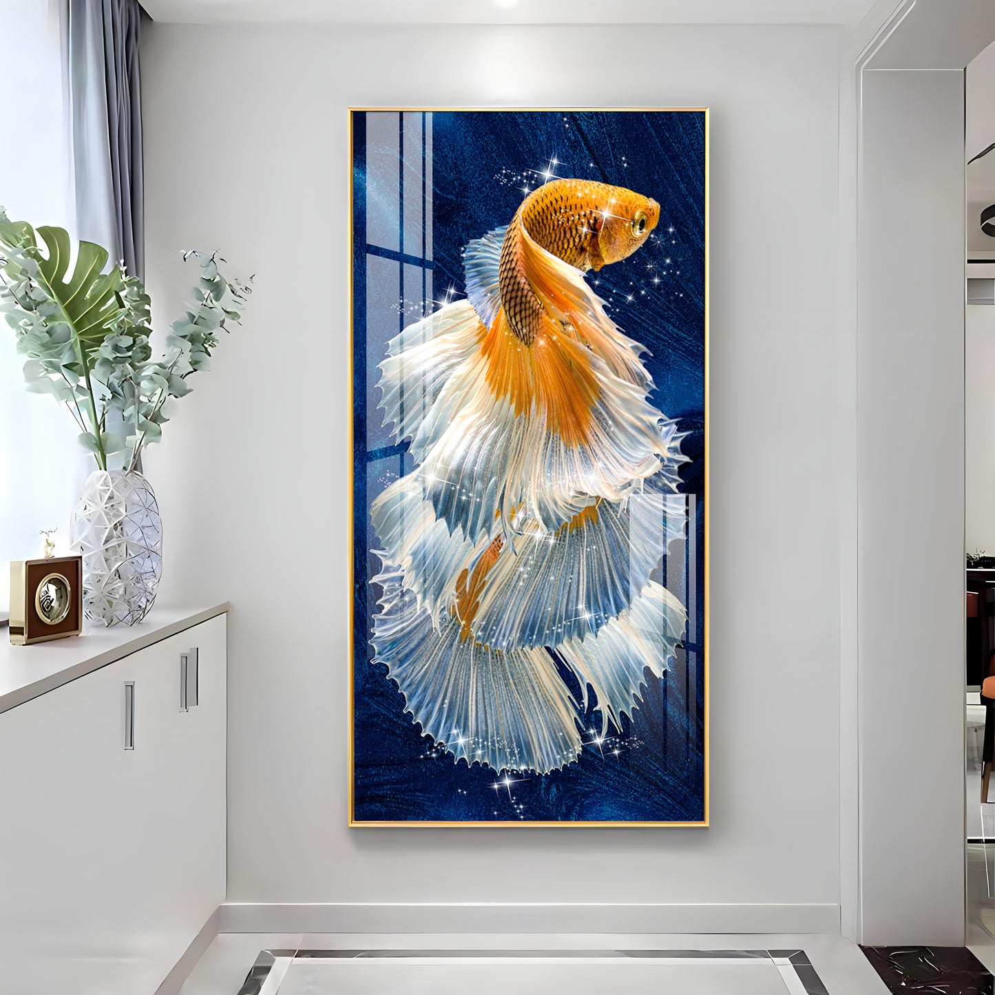 Golden Fish Premium Acrylic Vertical Wall Art