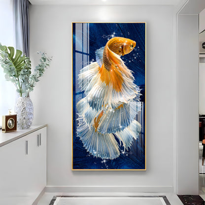 Golden Fish Premium Acrylic Vertical Wall Art