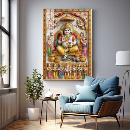 Lord Dhanpati Premium Acrylic Vertical Wall Art