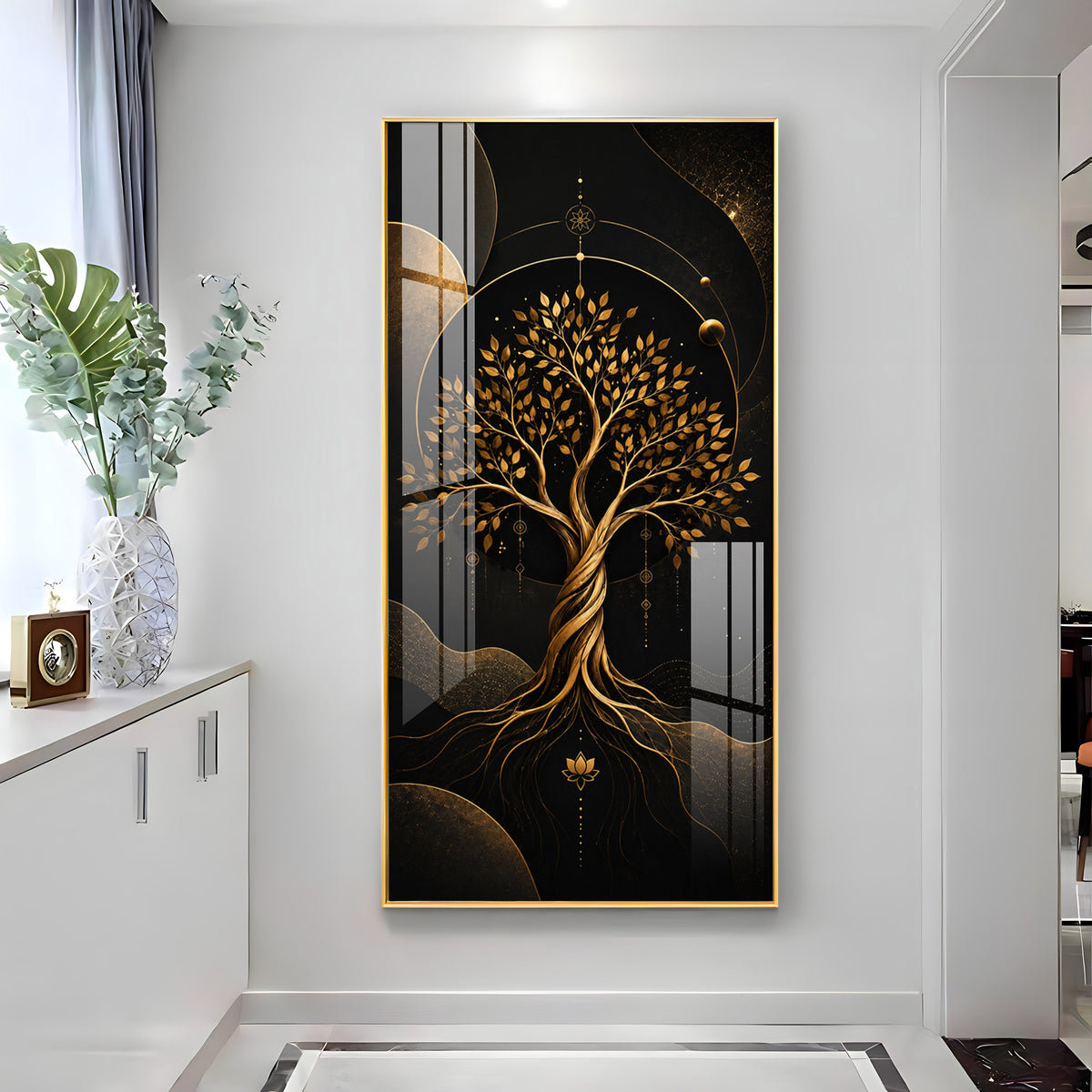 Modern Luxury Gold Tree Premium Acrylic Vertical Wall Art