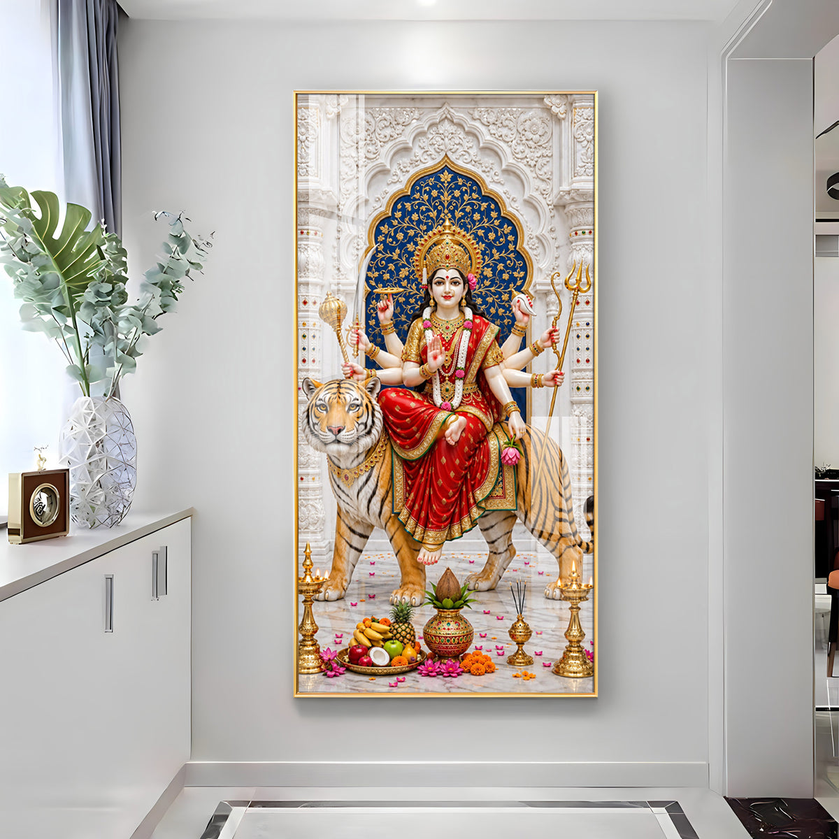 Elegant Durga Mata Premium Acrylic Vertical Wall Art