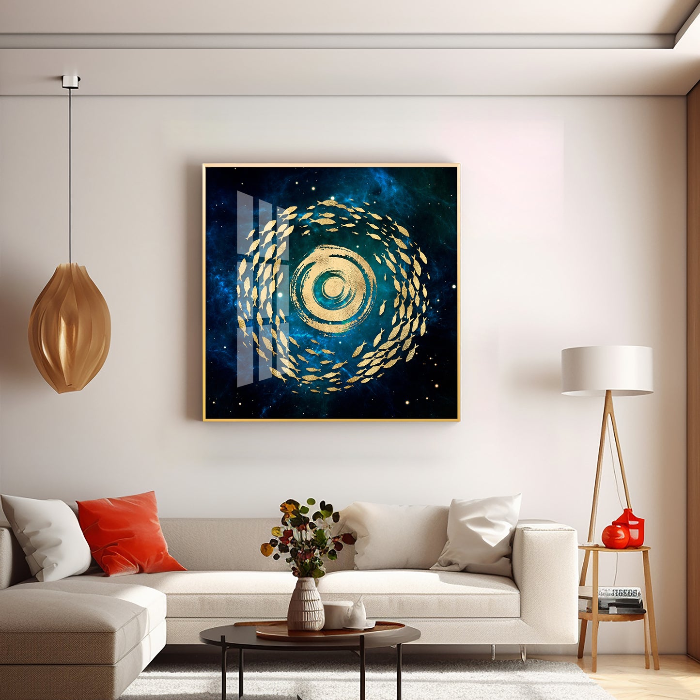Fish Flow Mosaic Premium Acrylic Square Wall Art