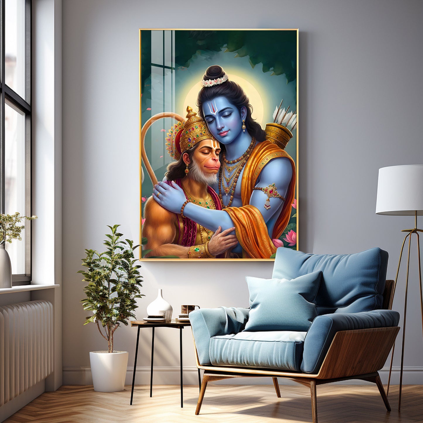 Lord Rama And Hanuman Brotherhood Premium Acrylic Wall Art