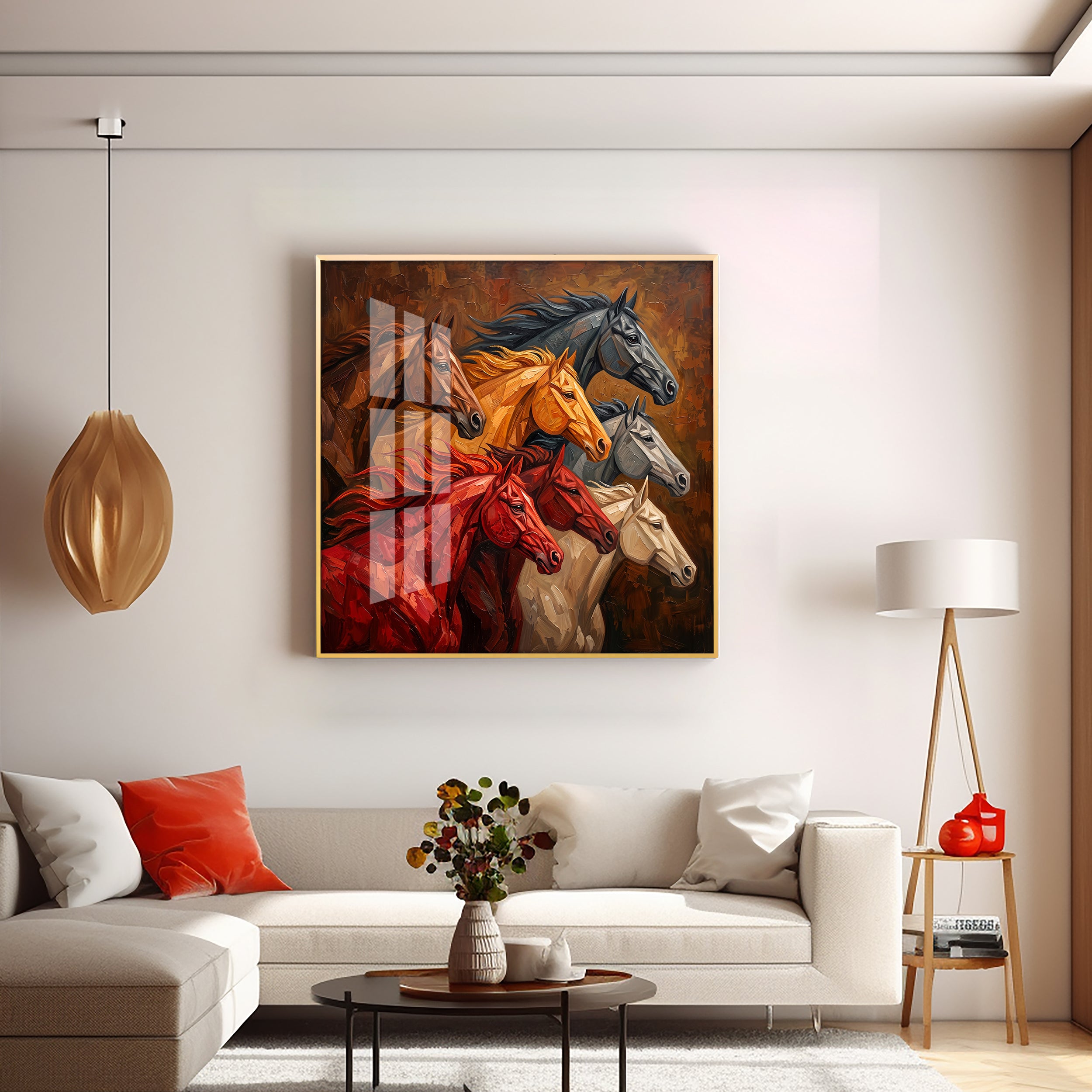 Seven Horses Premium Acrylic Square Wall Art