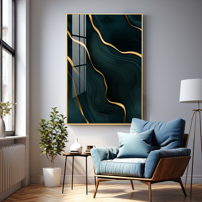 Golden Wave Fusion Premium Acrylic Vertical Wall Art