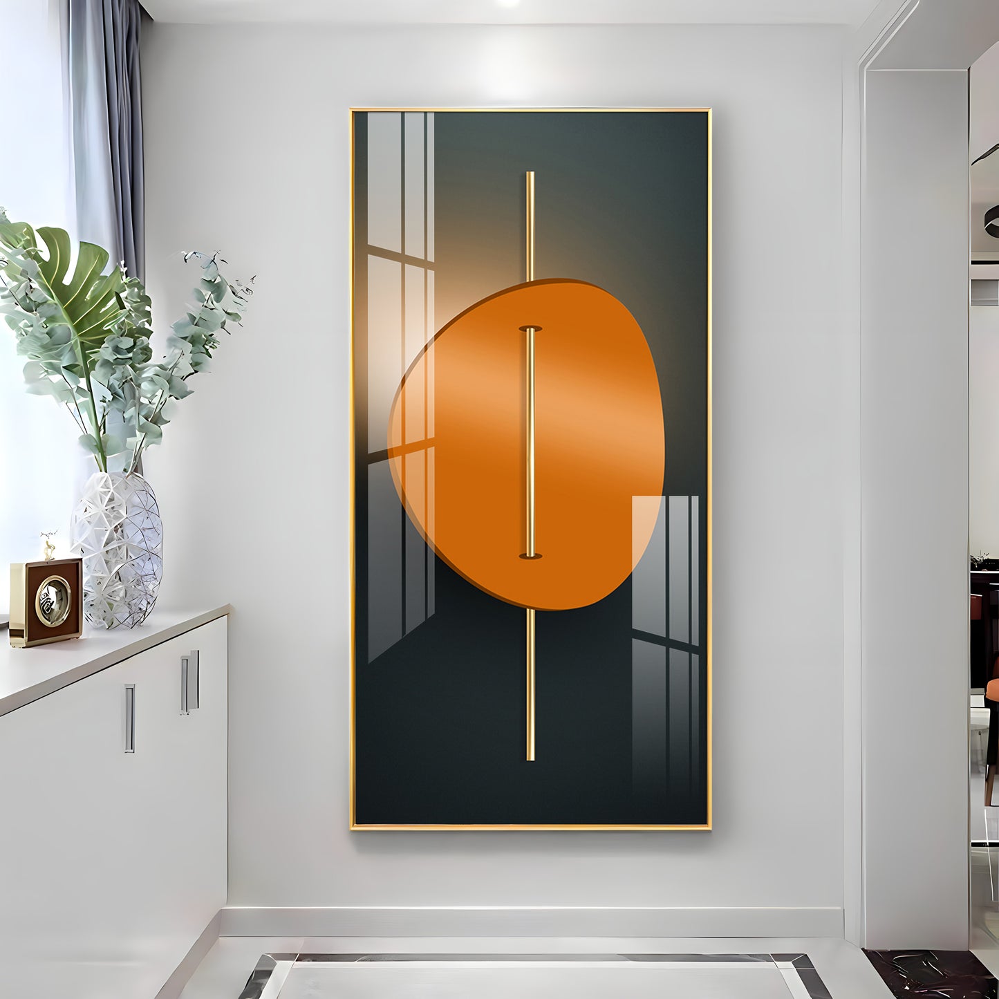 Abstract Orange Moon Premium Acrylic Vertical Wall Art