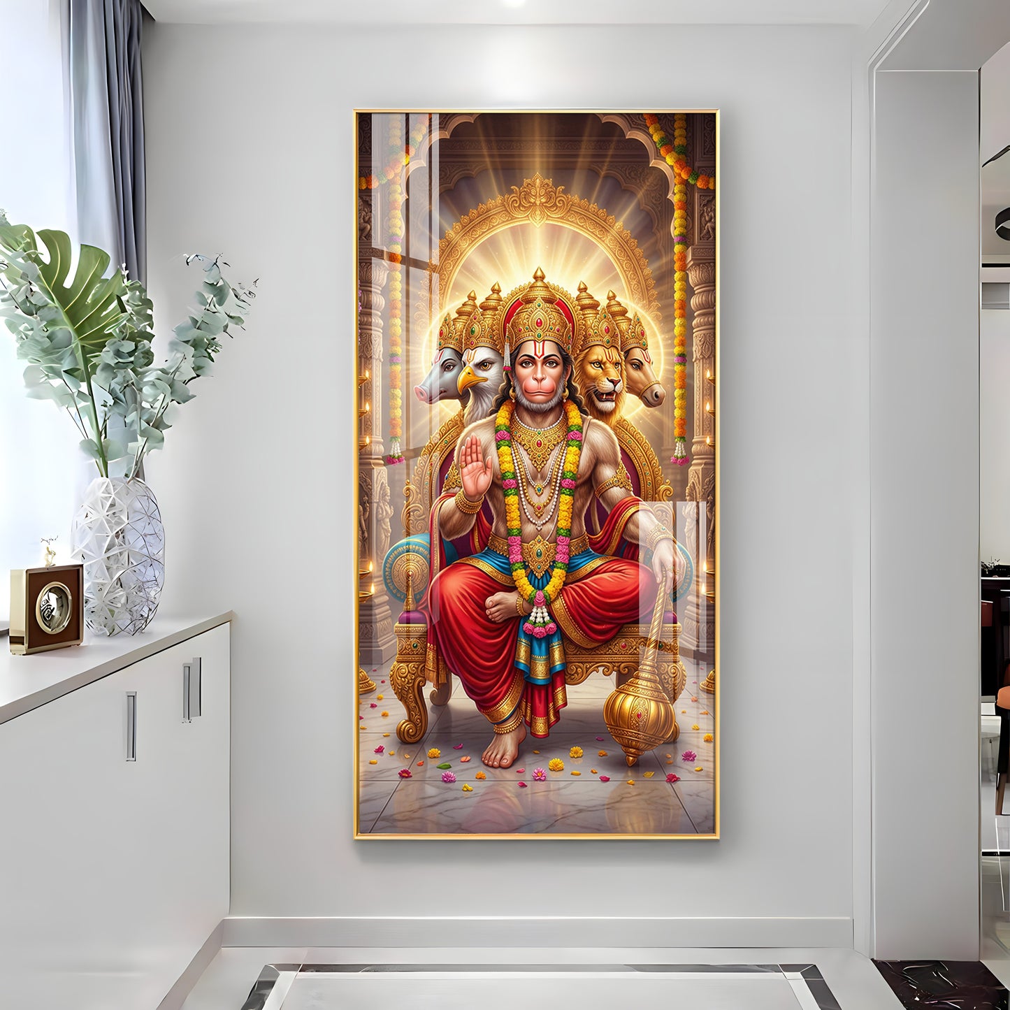 Divine Panchmukhi Hanuman Ji Essence Premium Acrylic Vertical Wall Art