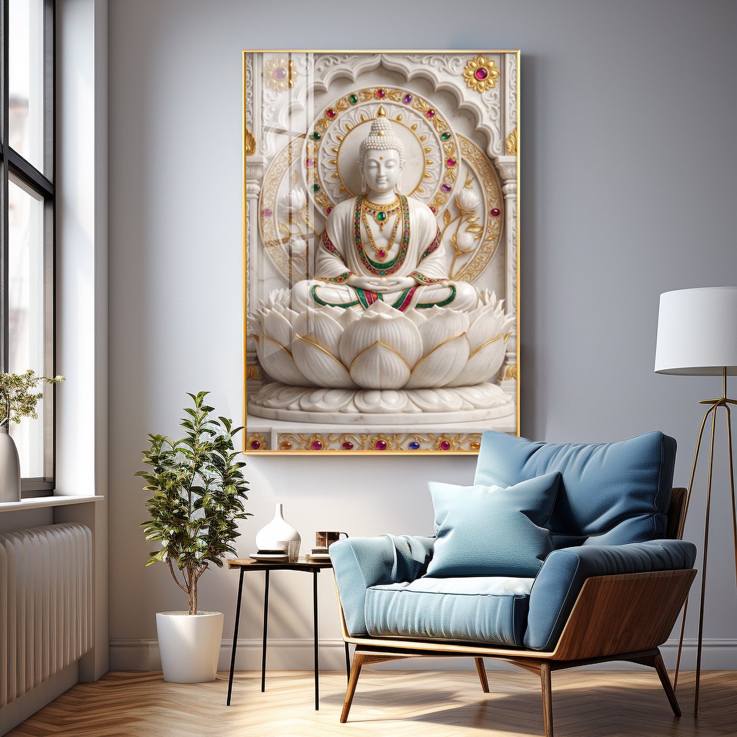 Peaceful Buddha Meditation Premium Acrylic Vertical Wall Art