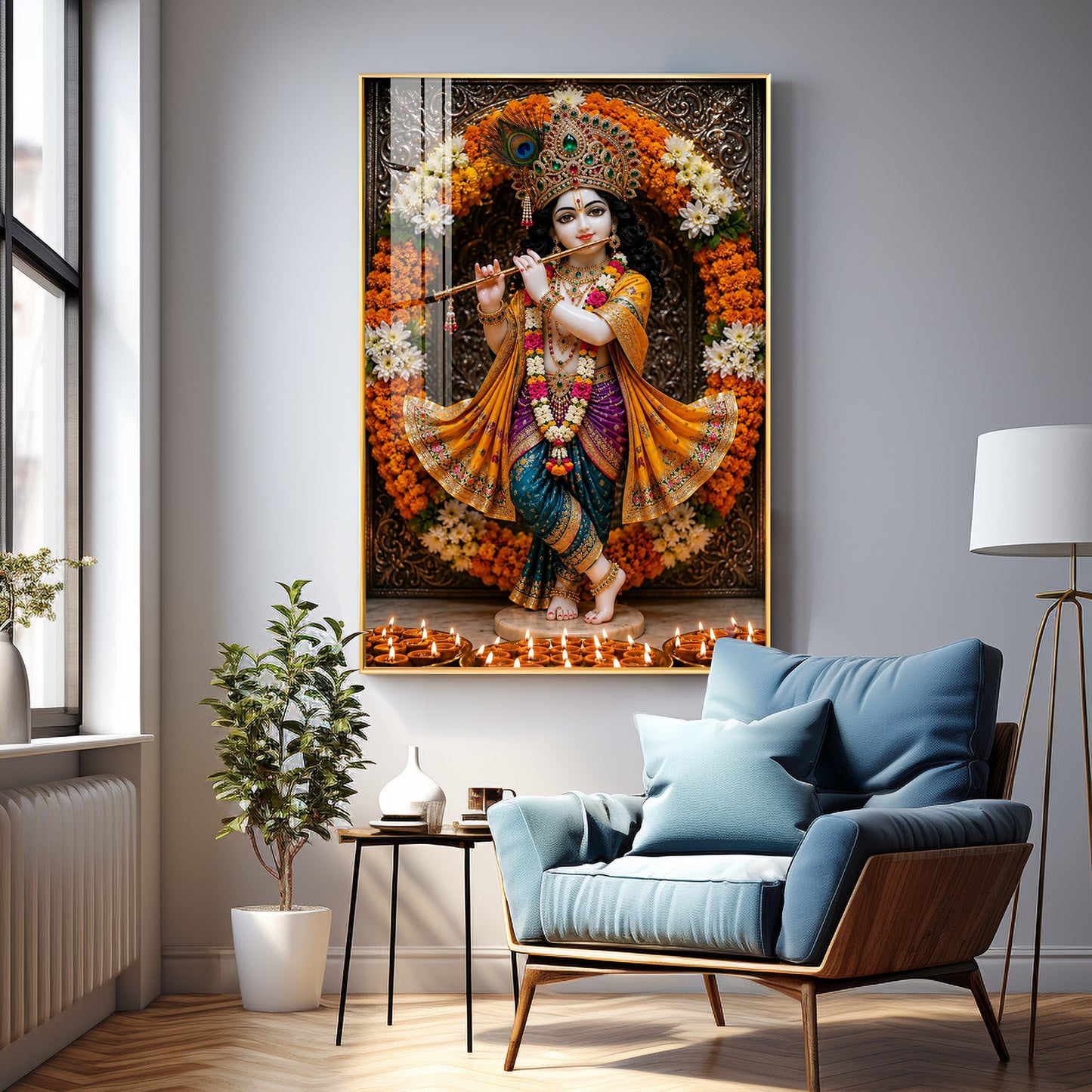 Beautiful Shree Krishna Premium Acrylic Vertical Wall Art