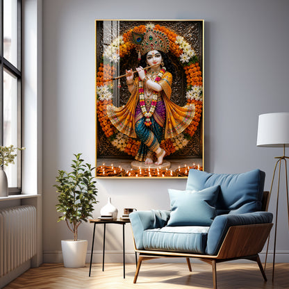 Beautiful Shree Krishna Premium Acrylic Vertical Wall Art