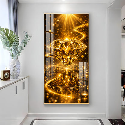 Golden Diamond Premium Acrylic Vertical Wall Art