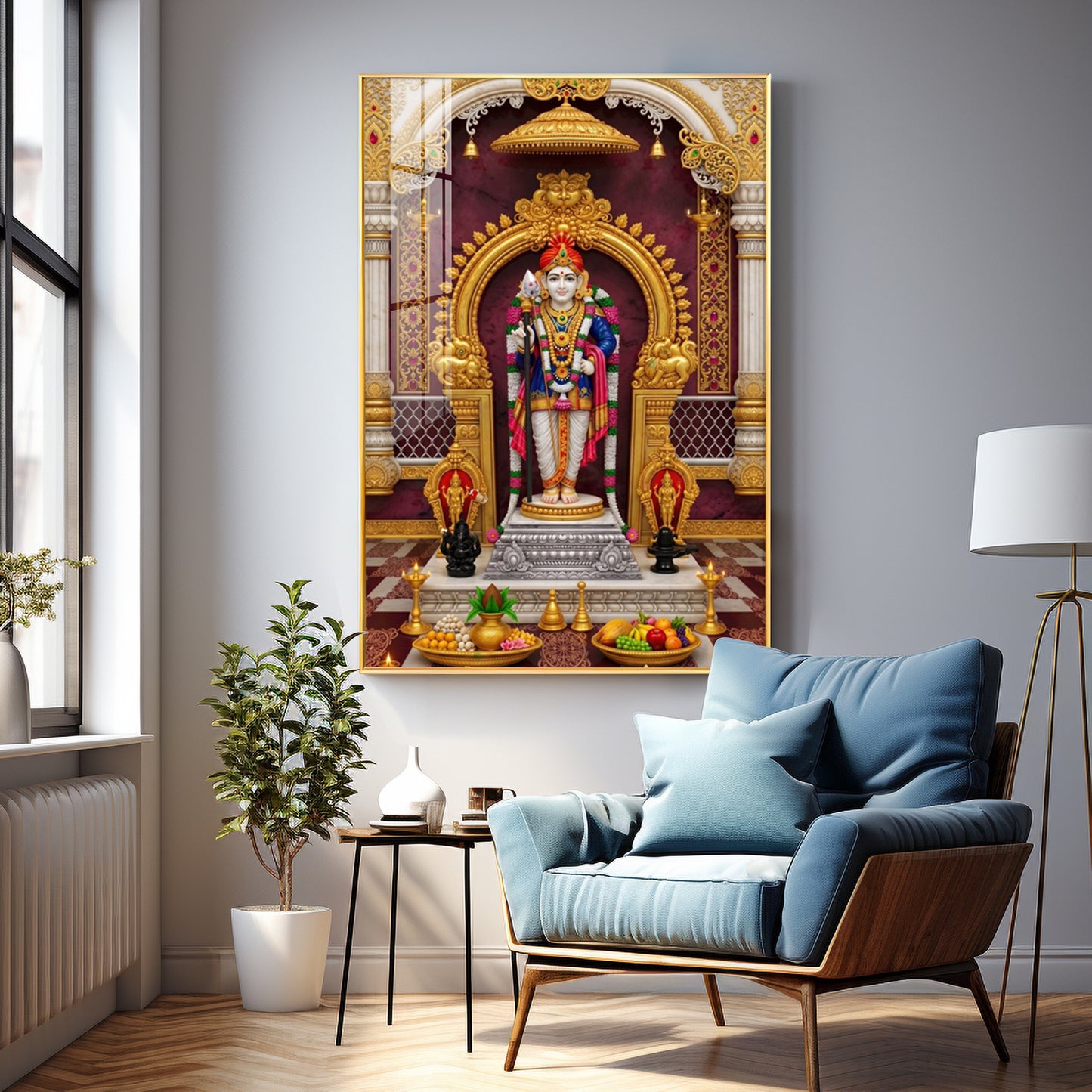 Palani Raja Lord Murugan Premium Acrylic Vertical Wall Art