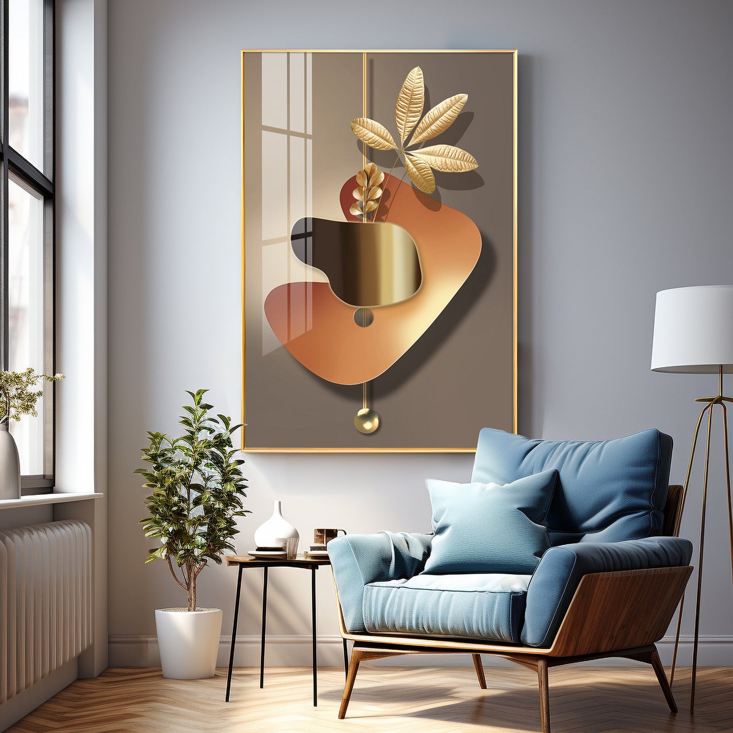 Golden Embrace Premium Acrylic Vertical Wall Art