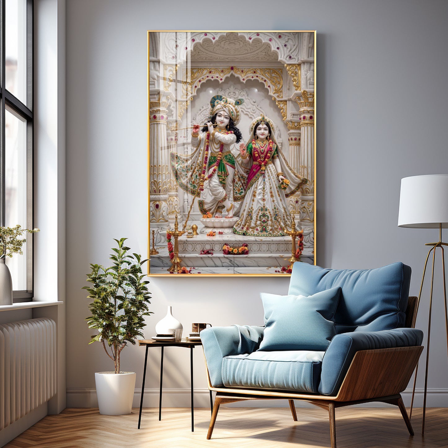 Grace Of Radha Krishna Love Premium Acrylic Vertical Wall Art