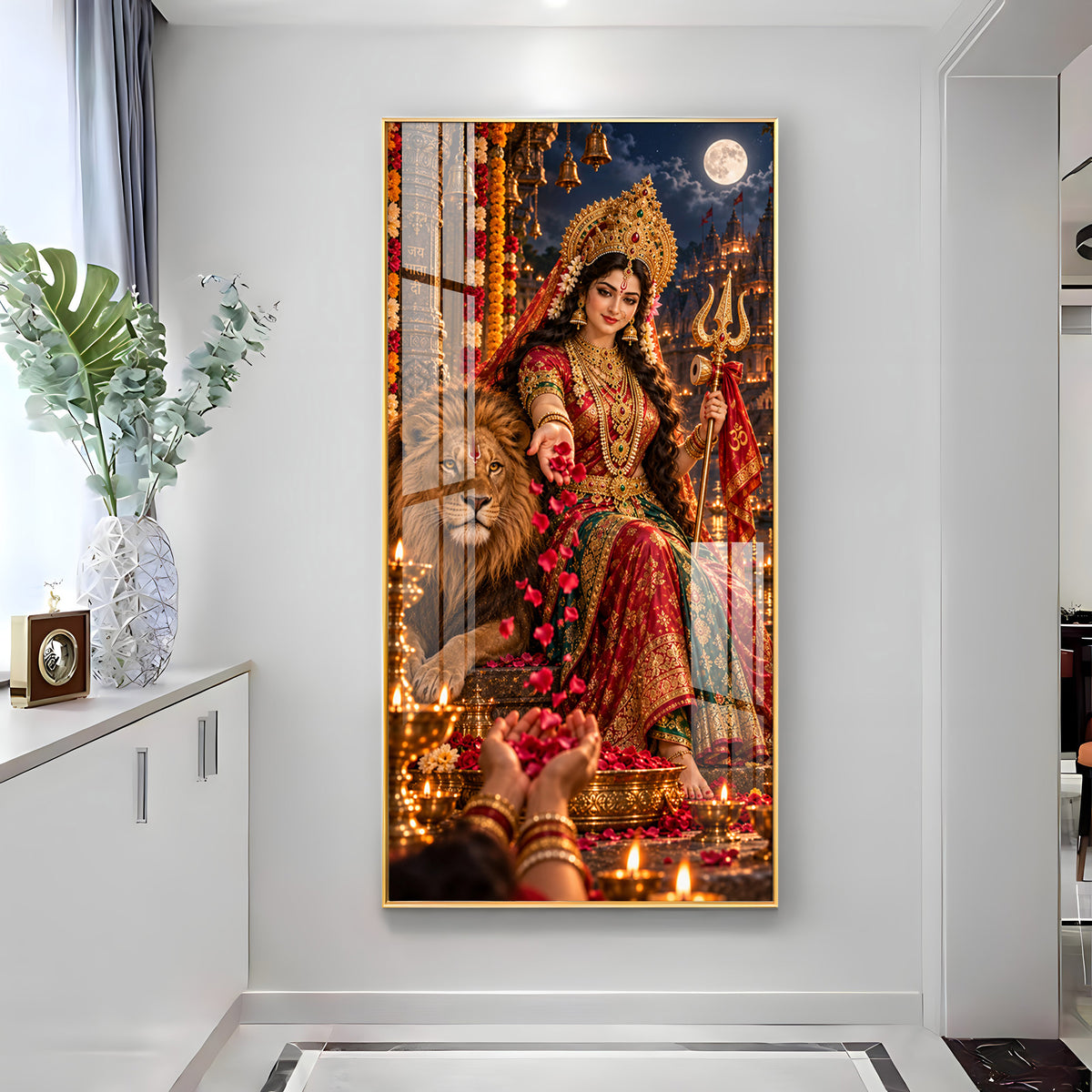 Maa Siddhidatri Premium Acrylic Vertical Wall Art