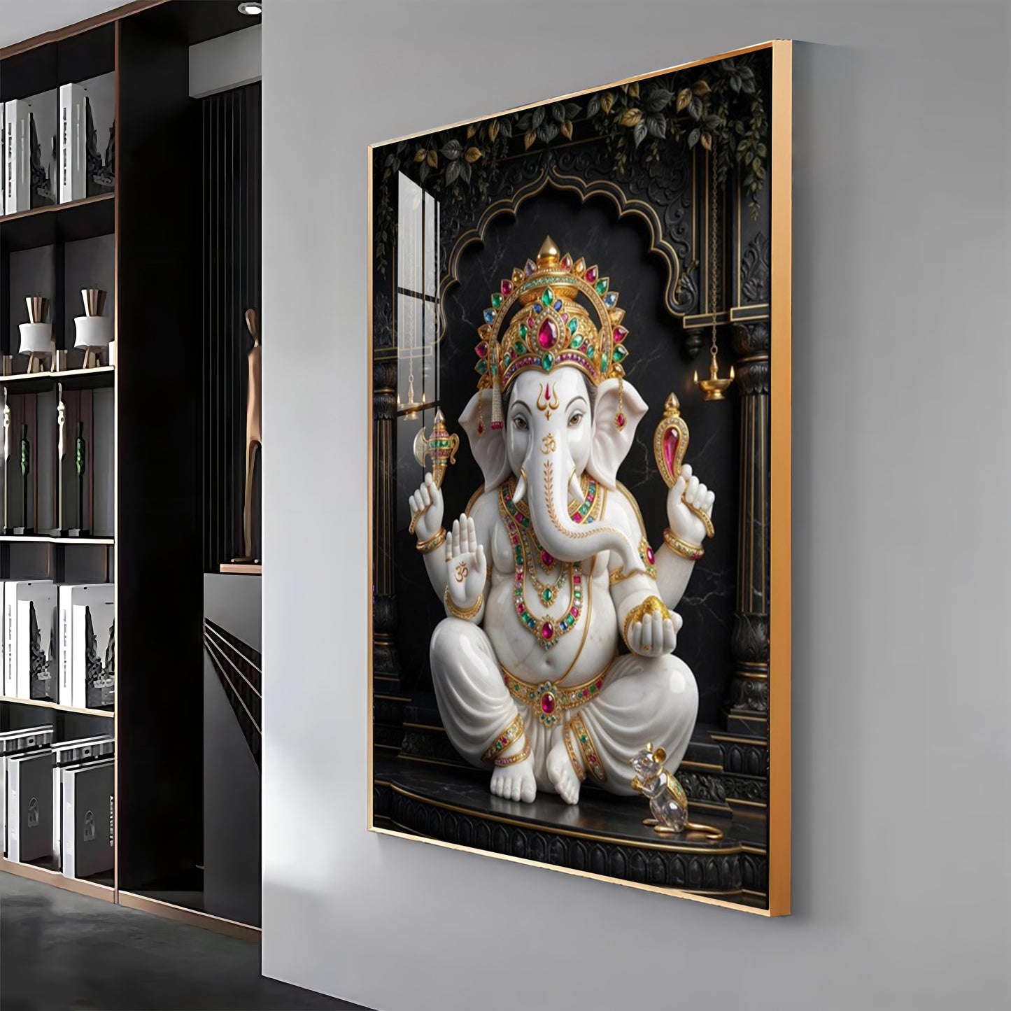 Hindu God Ganesh Ji Premium Acrylic Vertical Wall Art