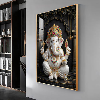Hindu God Ganesh Ji Premium Acrylic Vertical Wall Art
