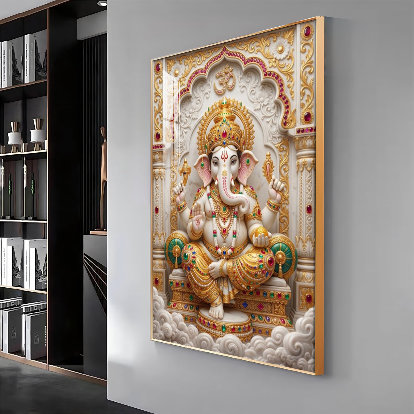 Hindu Deity Of Wisdom Ganesh ji Premium Acrylic Vertical Wall Art