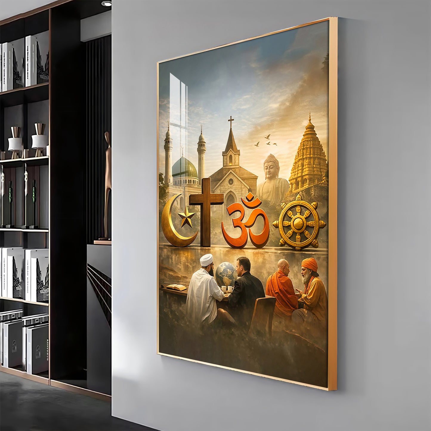 Religion Symbols Premium Acrylic Vertical Wall Art