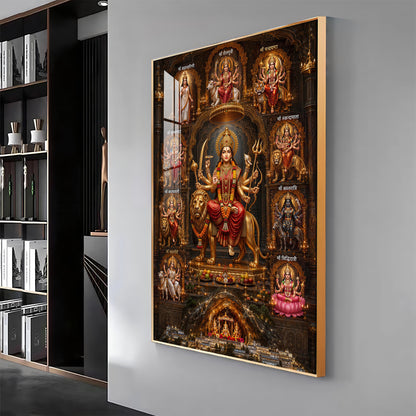 Goddess Navdurga Premium Acrylic Vertical Wall Art