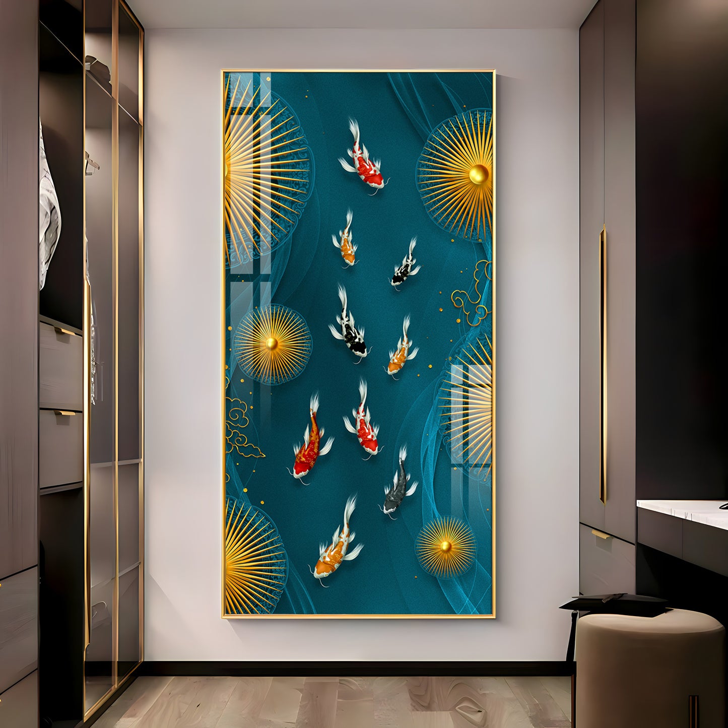 Feng Shui Koi Fish Premium Acrylic Vertical Wall Art