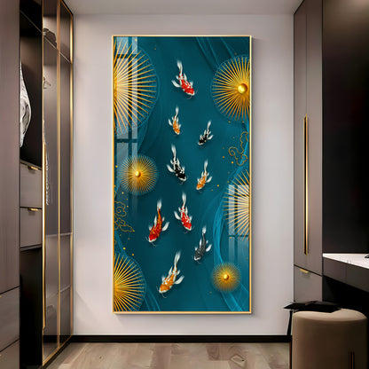 Feng Shui Koi Fish Premium Acrylic Vertical Wall Art