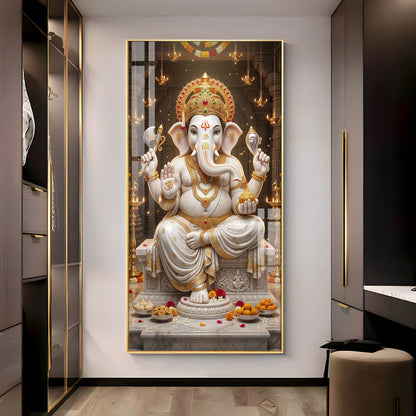 Divine Blessings Of Ganesh Ji Premium Acrylic Vertical Wall Art