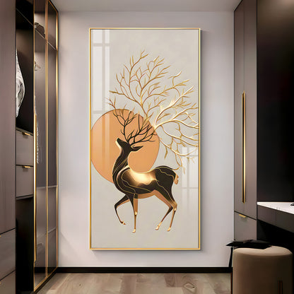 Deer With White Background Premium Acrylic Vertical Wall Art