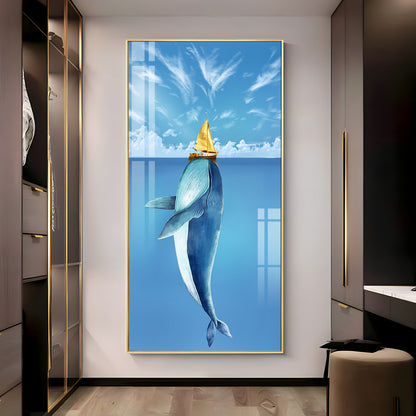 Cartoon Whale Premium Acrylic Vertical Wall Art