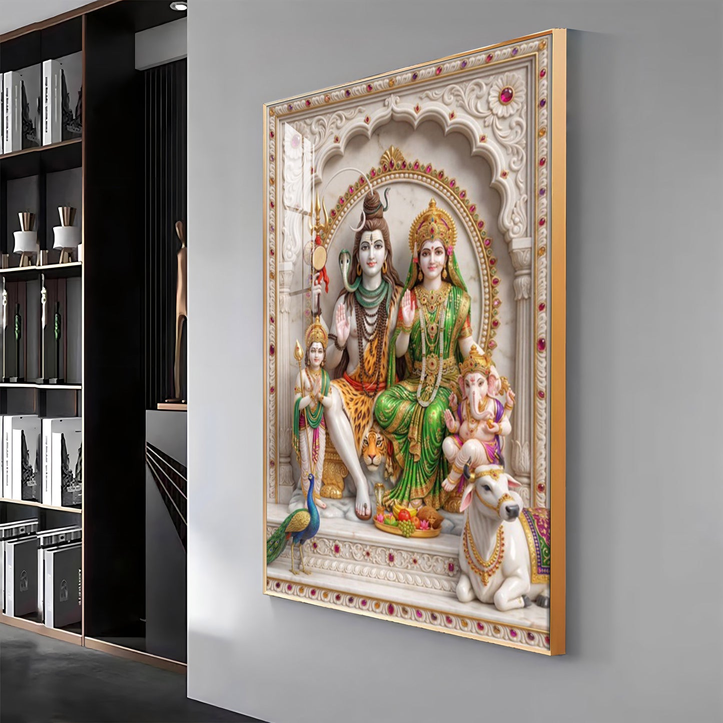 Cosmic Energy Of Shiv Parivar Premium Acrylic Vertical Wall Art